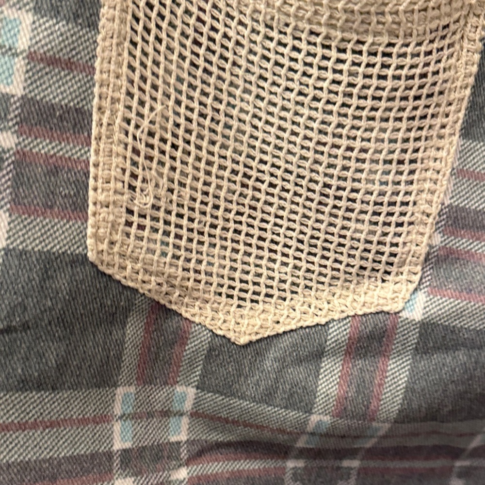 POL Plaid Patchwork Wide-Leg Pants with Crochet Patches - Picture 12 of 17